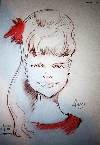 Шаржист на новогодний корпоратив Михаил Шабалин,Минск,Калининград,шарж Дарьи в красном