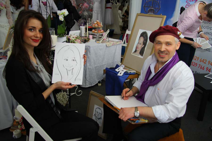 шарж двух девушек на корпоративе в Отеле Филипп